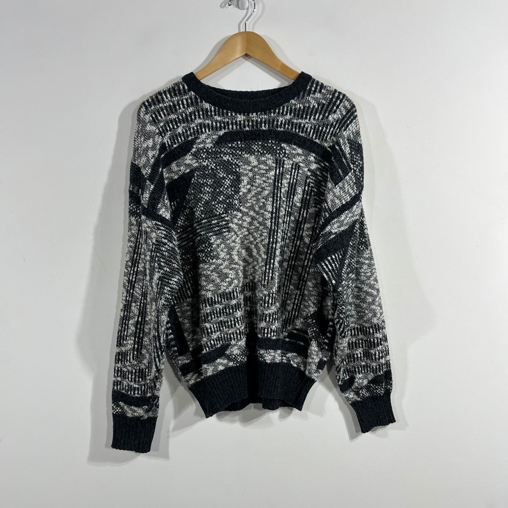 VTG Michael Gerald Abstract Chunky Knit Crewneck Sweater Mens Large Grandpa 90s